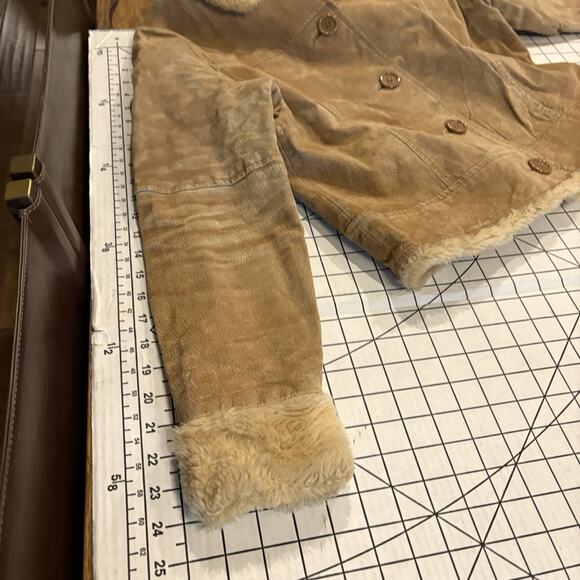 90s Y2K Vintage Penny Lane Coat Womens Large 100% Leather Suede Faux Fur Trim - Picture 10 of 12